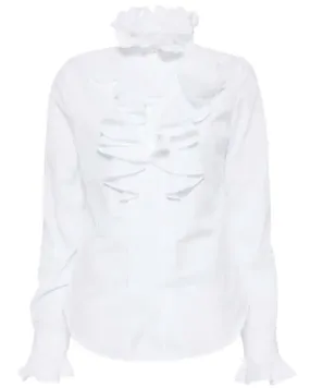 Optical White Ruffle Blouse