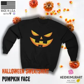 Orange Smiling Pumpkin Face Unisex Heavy Blend Designer Crewneck Sweatshirt