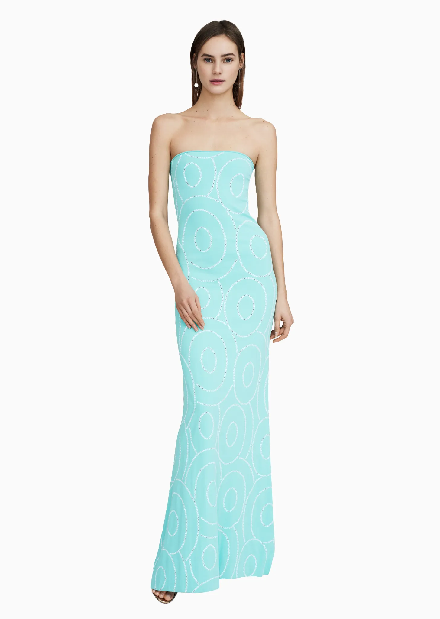 Pascaline - Strapless Knit Gown with Laser Cut Design