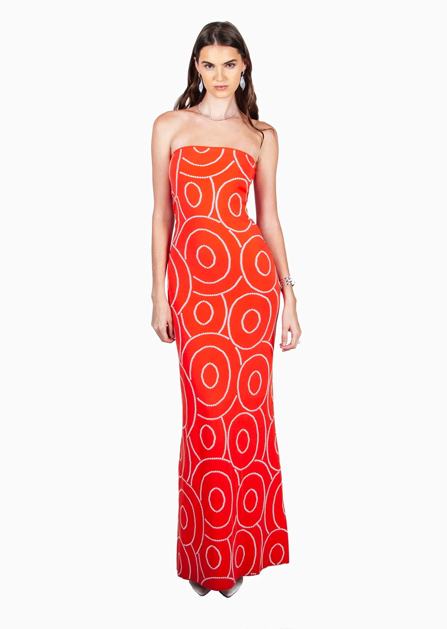 Pascaline - Strapless Knit Gown with Laser Cut Design