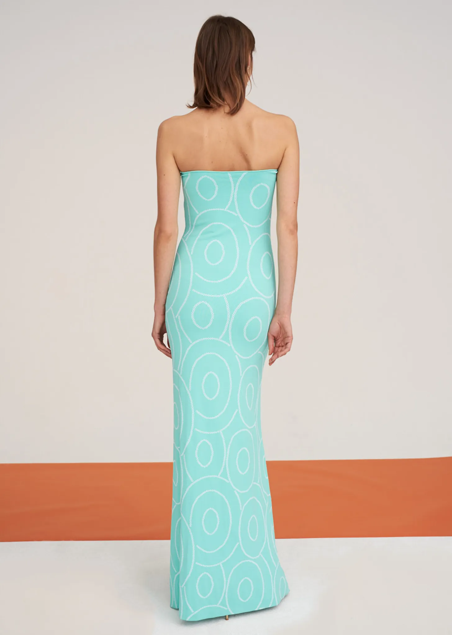 Pascaline - Strapless Knit Gown with Laser Cut Design