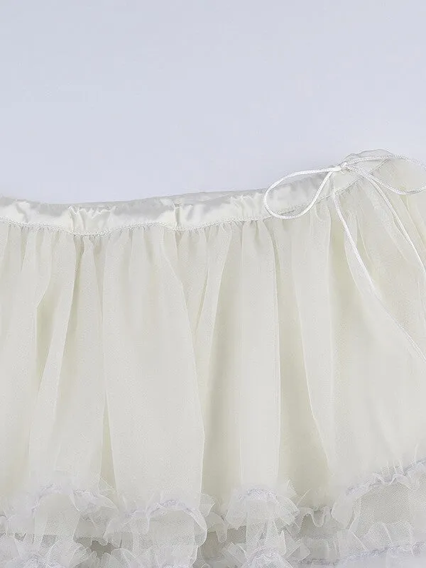 Pearl white tulle skirt