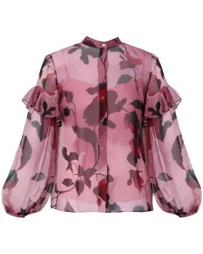 Pink Evelyn Full Sleeve Ruffle Blouse