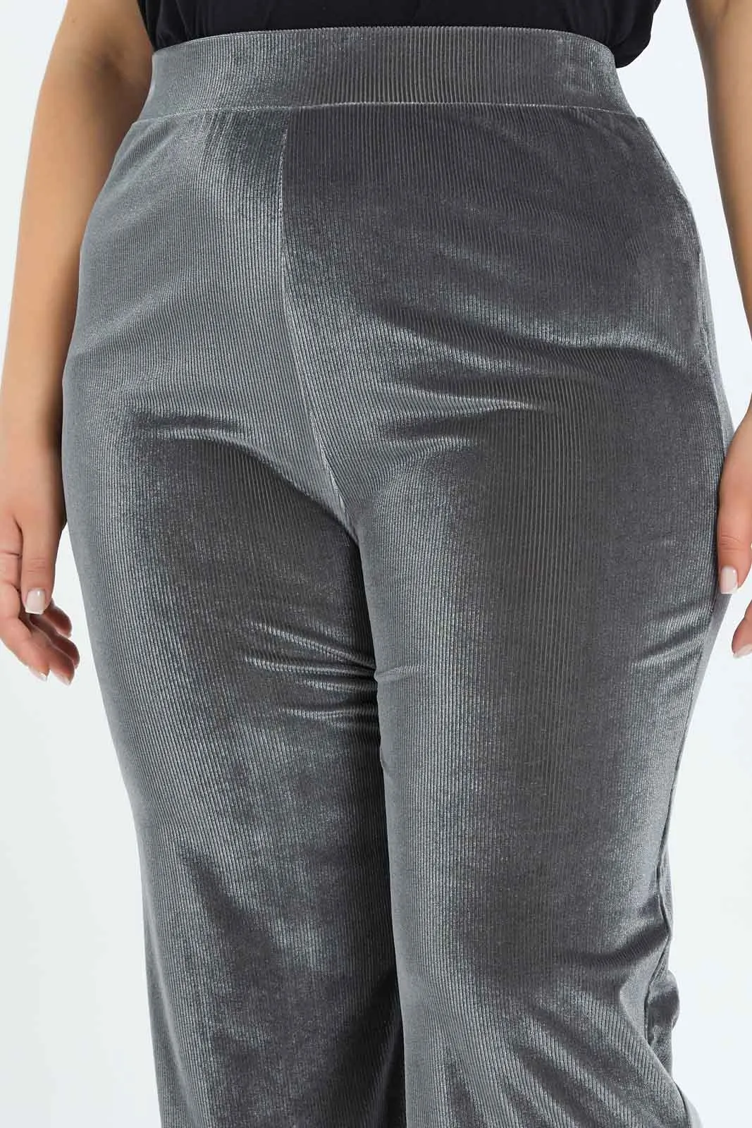 Plus Size Women Grey Flared Trouser