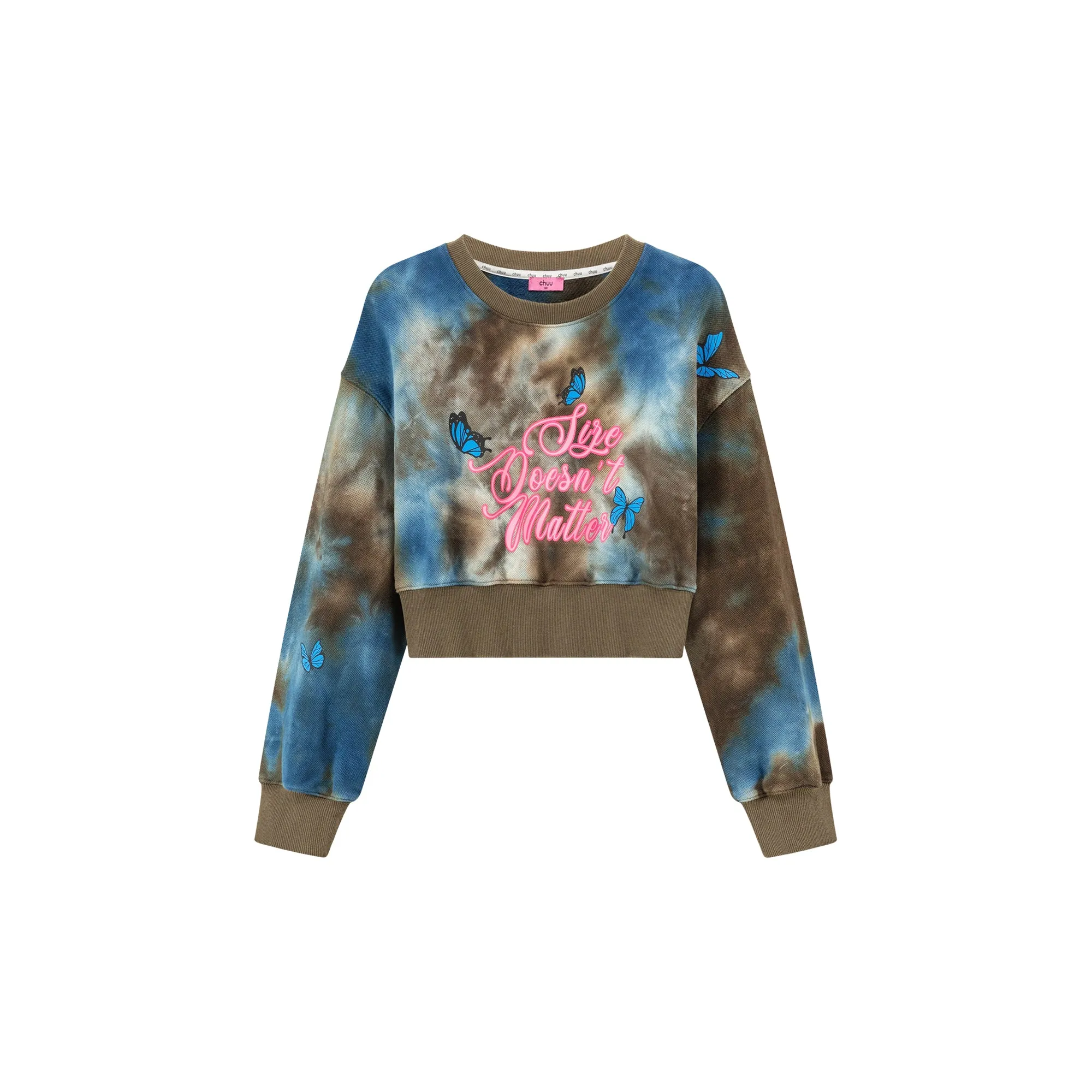 Printed Butterflies Cropped Sweatshirt