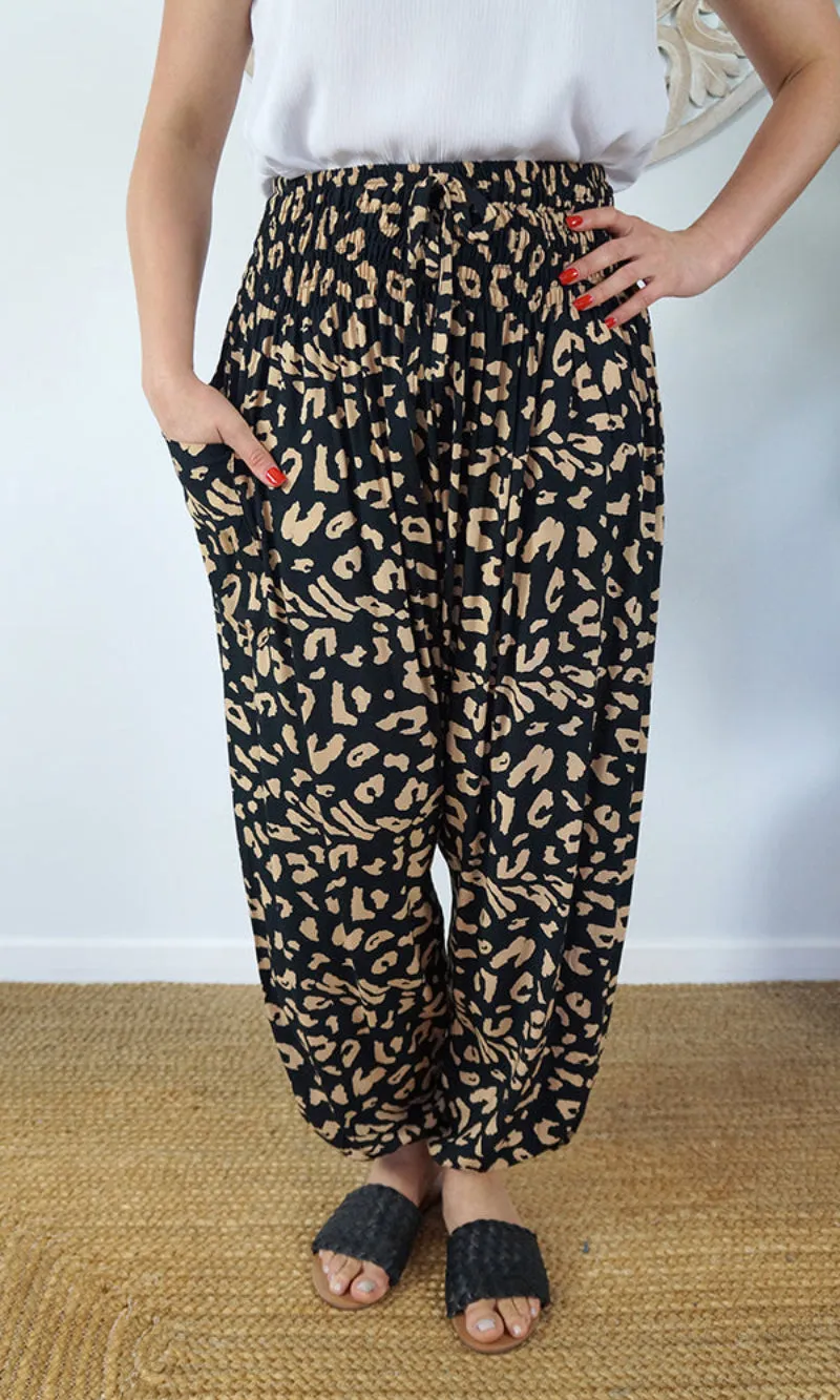 Rayon Pant Harem Walnut Black