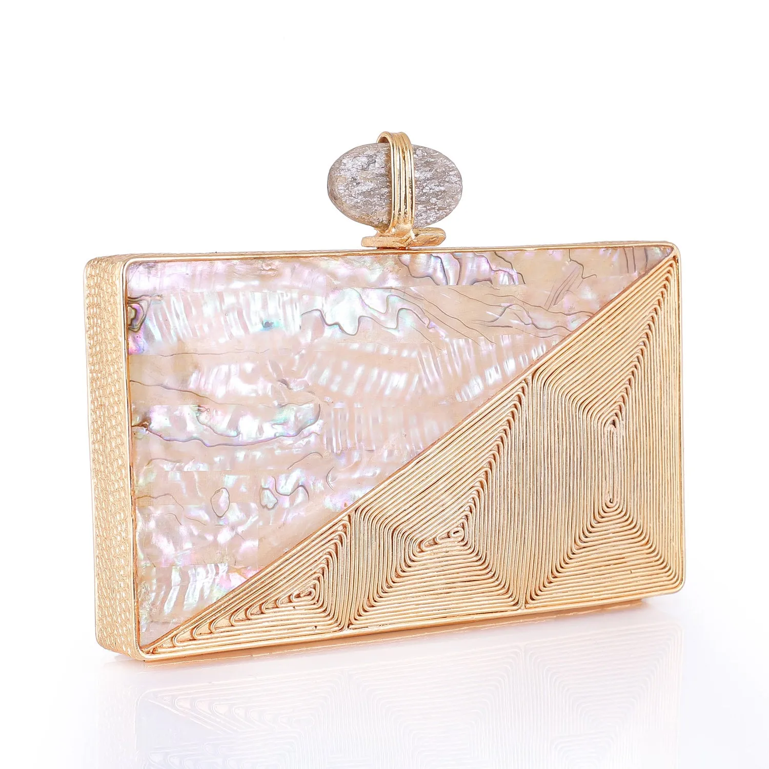 Slant Caramel Clutch - Women's evening clutch bag