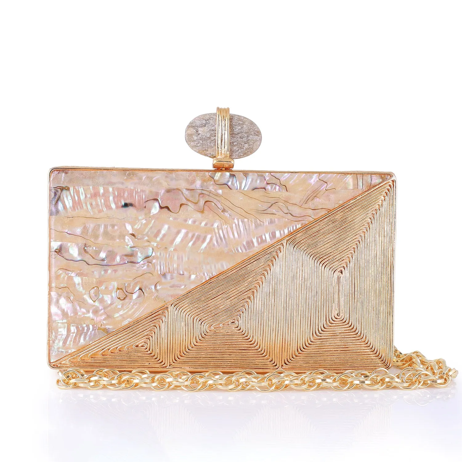 Slant Caramel Clutch - Women's evening clutch bag