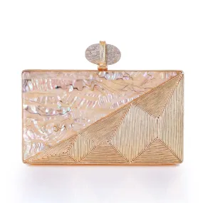 Slant Caramel Clutch - Women's evening clutch bag