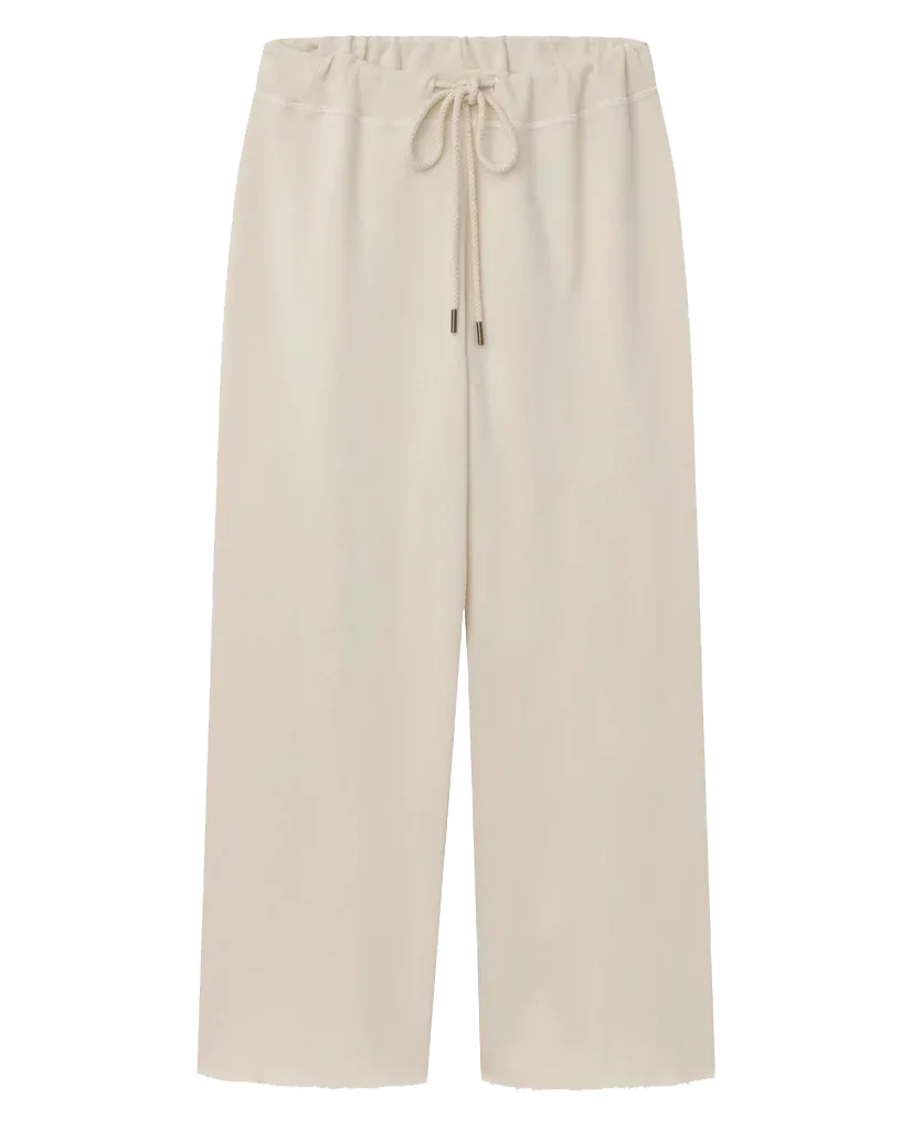 The Wide Leg Cropped Sweatpant. -- WASHED WHITE