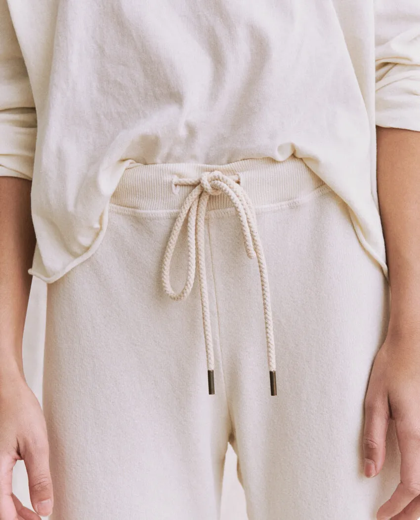 The Wide Leg Cropped Sweatpant. -- WASHED WHITE