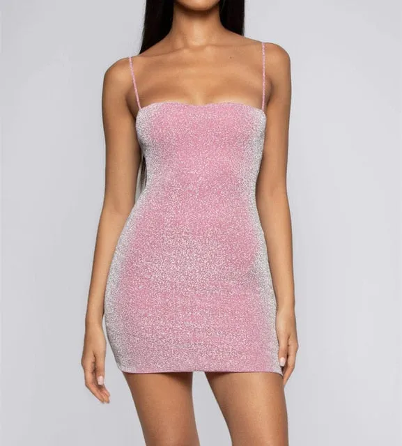 Thin Shoulder Strap Mini Nightclub Dress