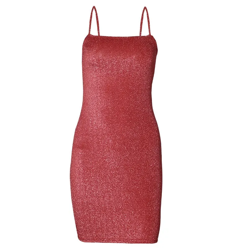 Thin Shoulder Strap Mini Nightclub Dress