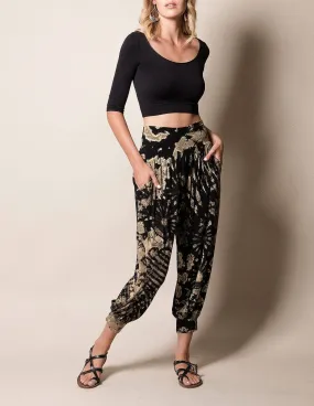 Tie-Dye Harem Pants - Black - As-Is-Clearance