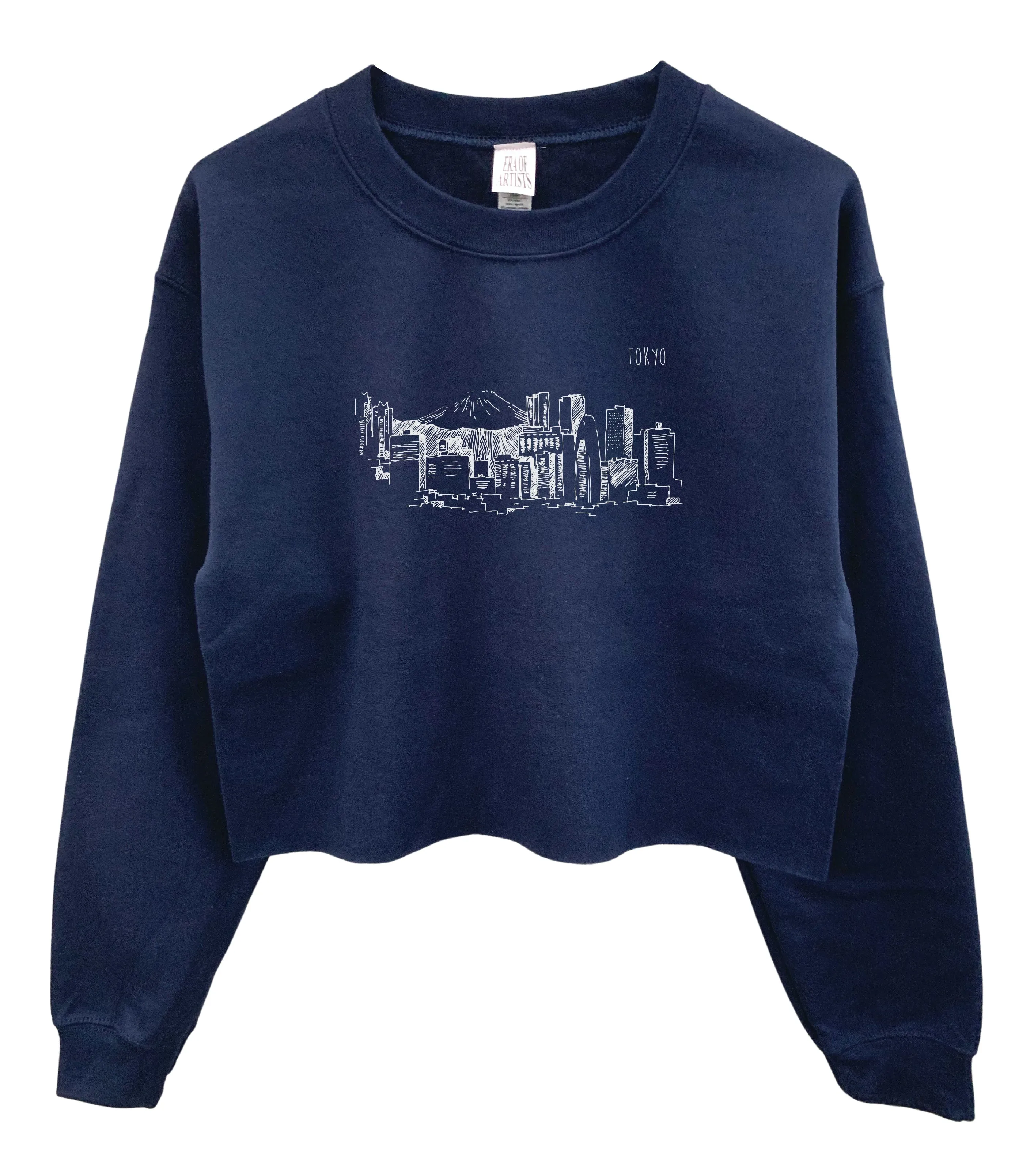 Tokyo Graphic Cropped Unisex Crewneck Sweatshirt - Color Options Available