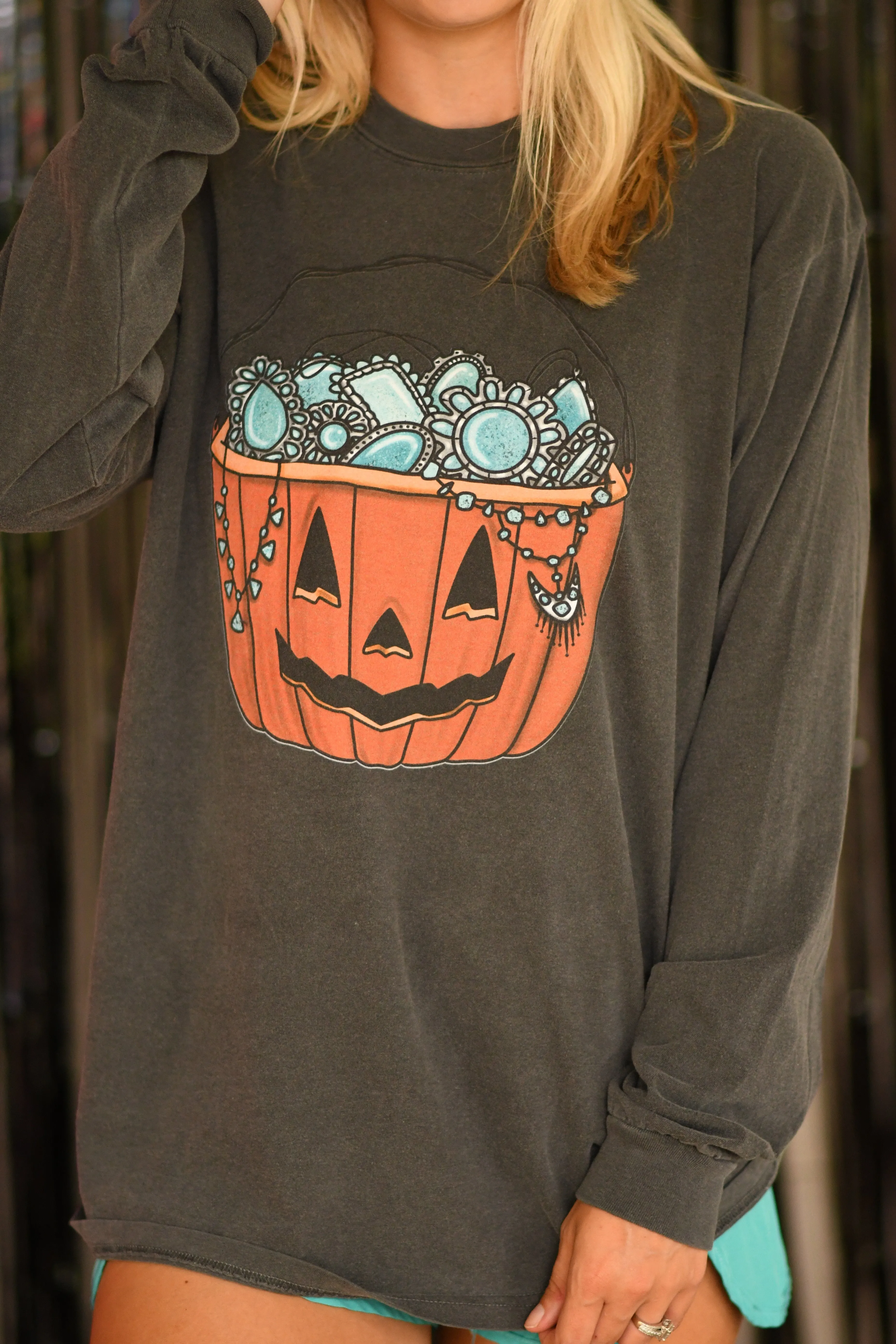 Turquoise Halloween Basket Tee/Long Sleeve