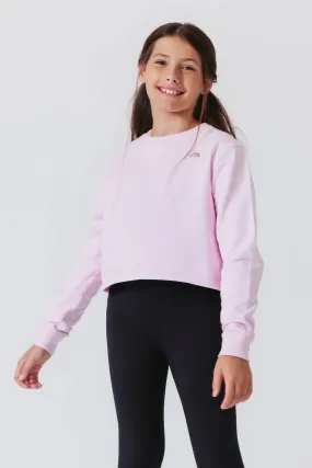 Tween Sweater | Raw Hem Cropped Crew- Rose | Terez