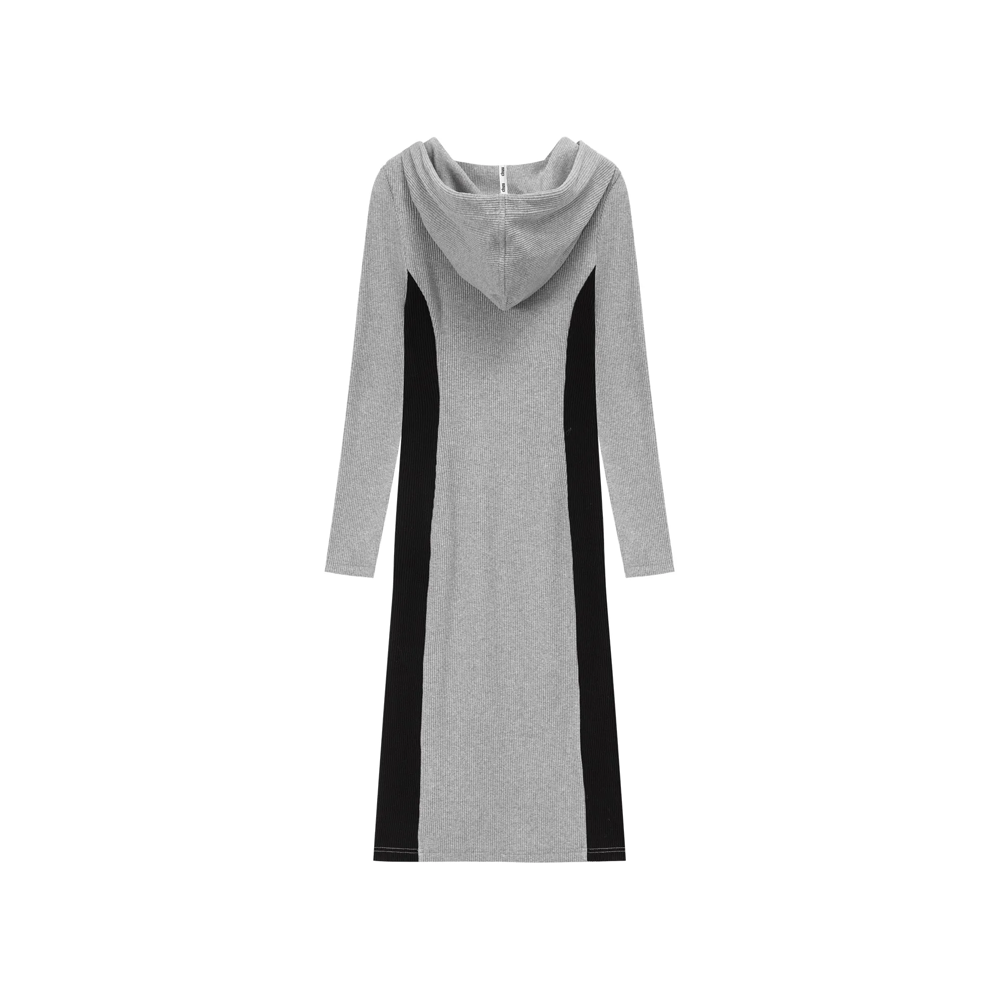 Two Toned Slim Hooded Long Dress