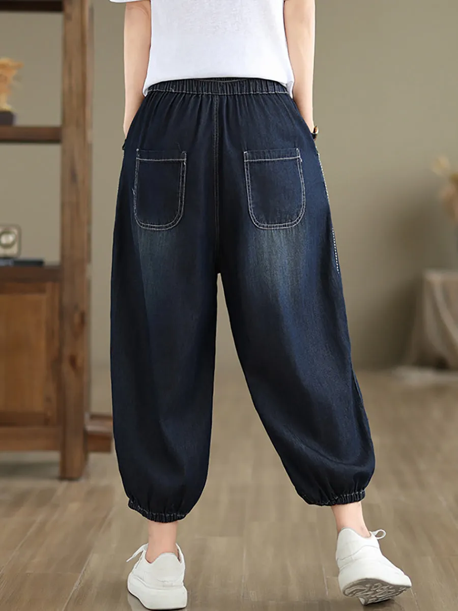 Women Summer Casual Solid Denim Harem Pants II1004