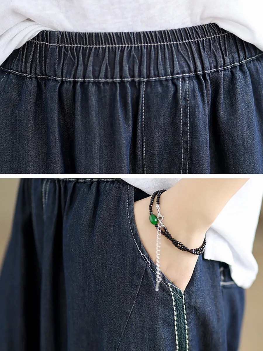 Women Summer Casual Solid Denim Harem Pants II1004