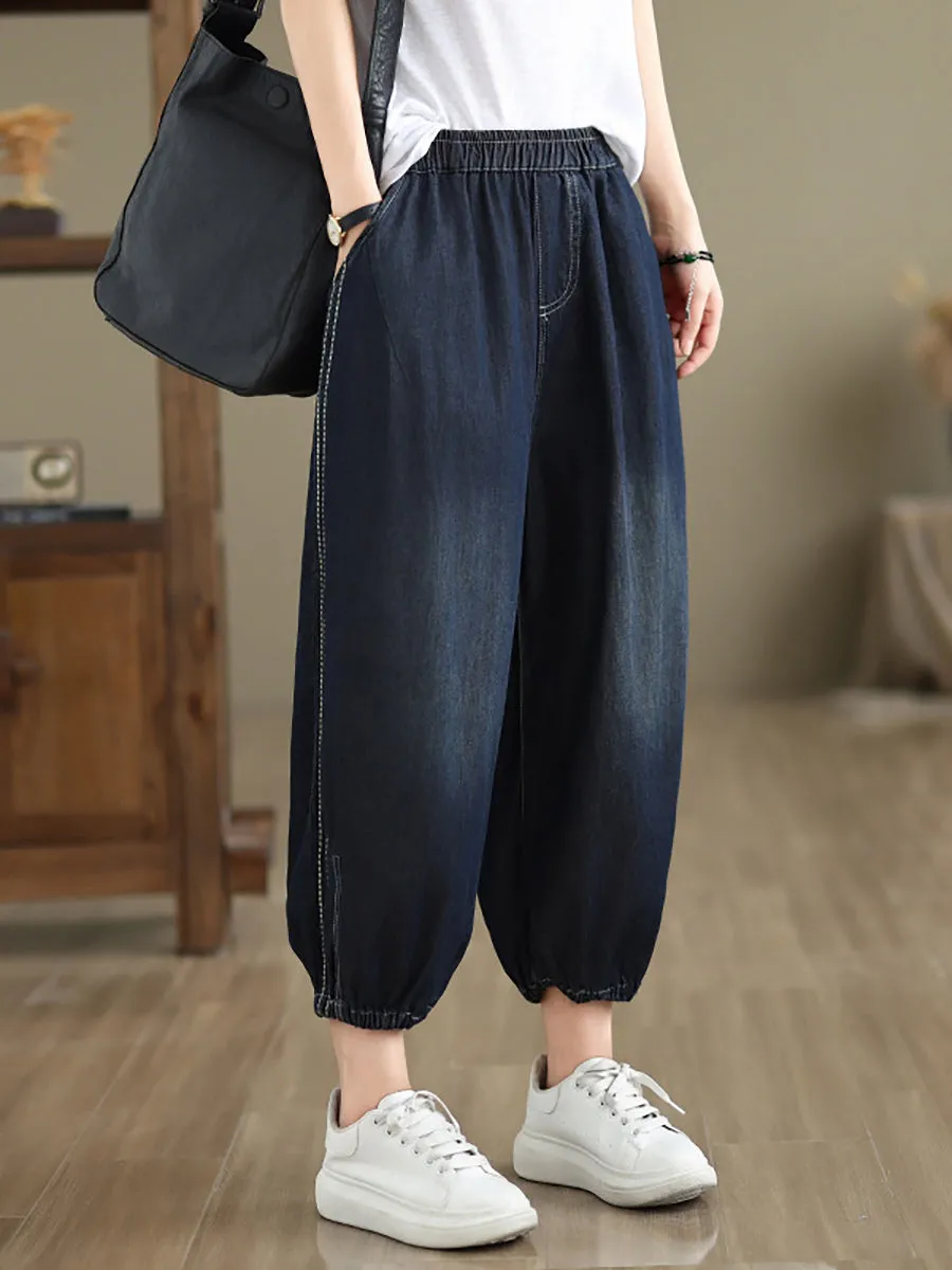 Women Summer Casual Solid Denim Harem Pants II1004