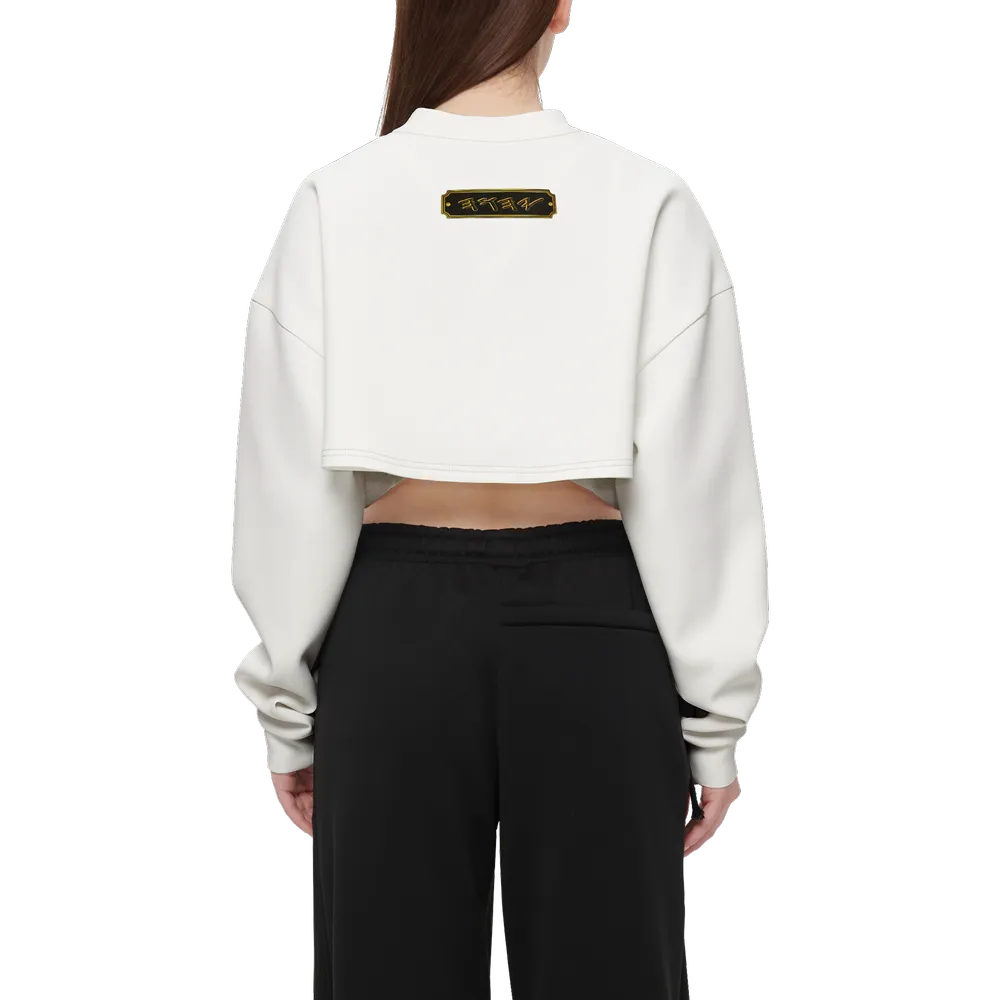 Yahuah-Master of Hosts 02-03 Designer Cropped Drop Shoulder Techno Scuba Knit Sweatshirt