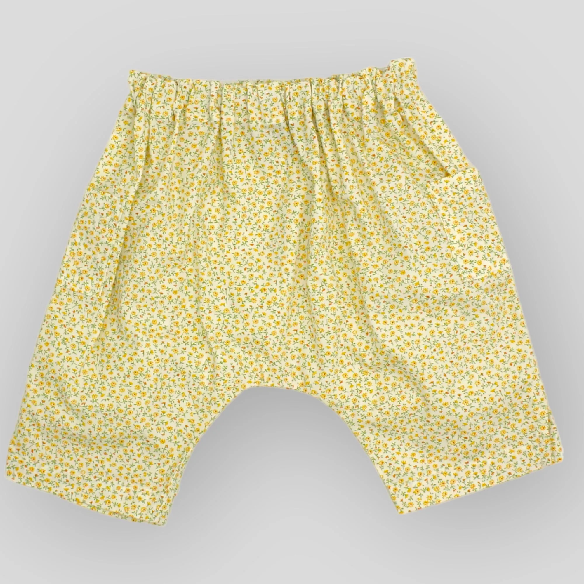 Yellow Petite Fleur Cotton Harem Pants for Babies and Kids